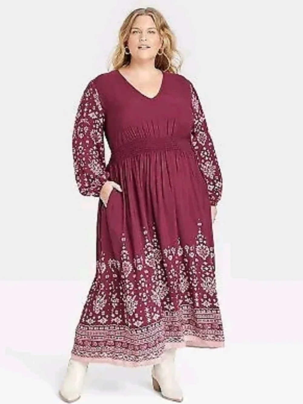 Knox Rose Red Boho Maxi Floral Dress, 2X - Picture 4 of 4